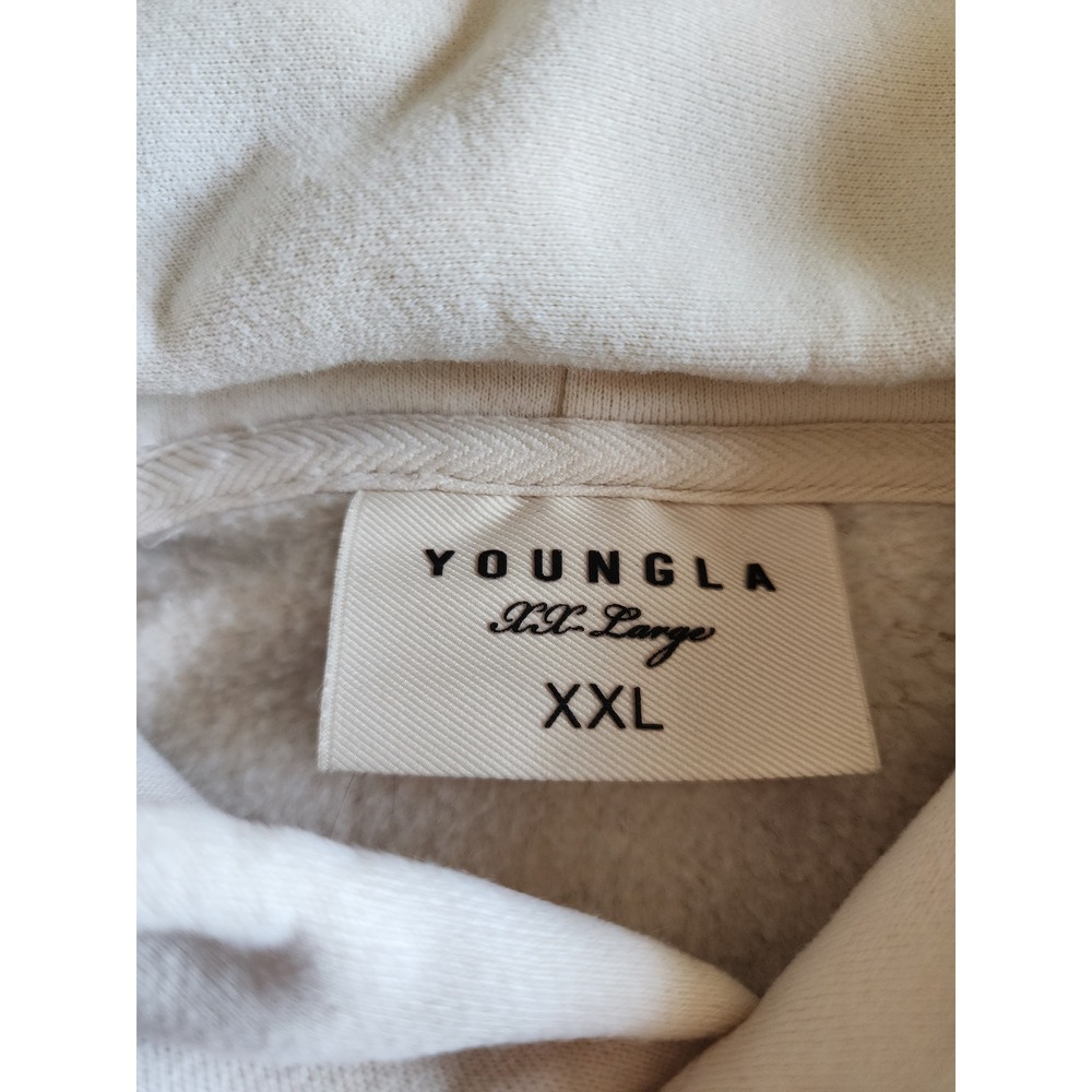 YoungLA Trippy Logo Hoodie Cream Graphic Oversized Sweatshirt XXL Model 560 - Picture 5 of 8